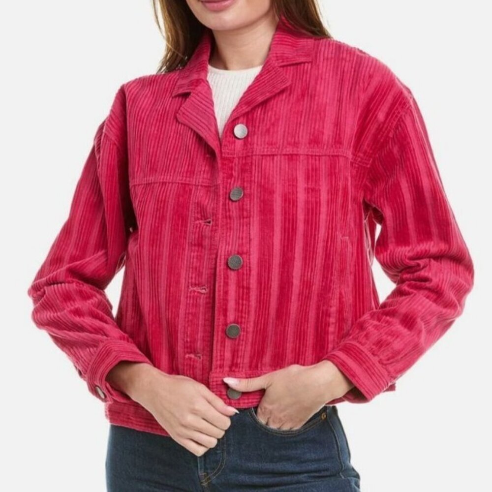 Cabi Cheeky Topper Pink Corduroy Jacket #4124 Long Sleeve Button Front Women XS